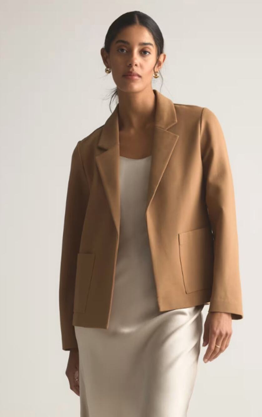 Quince Women's Ultra-Stretch Ponte Open Blazer XL Roasted Pecan